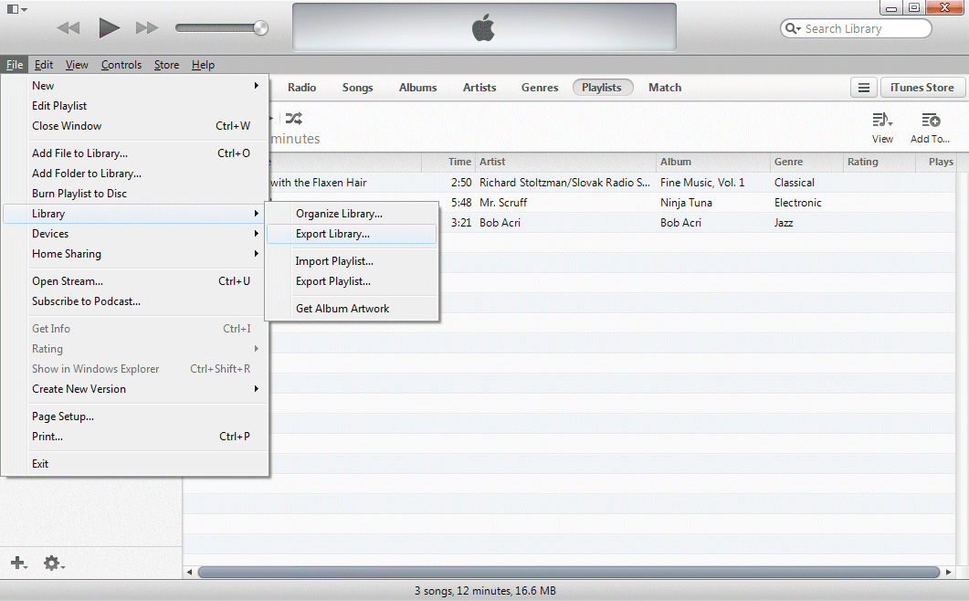 iTunes Help - export library