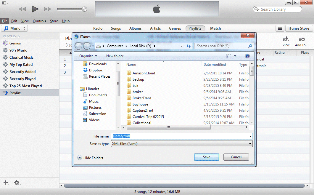 iTunes Help - export library