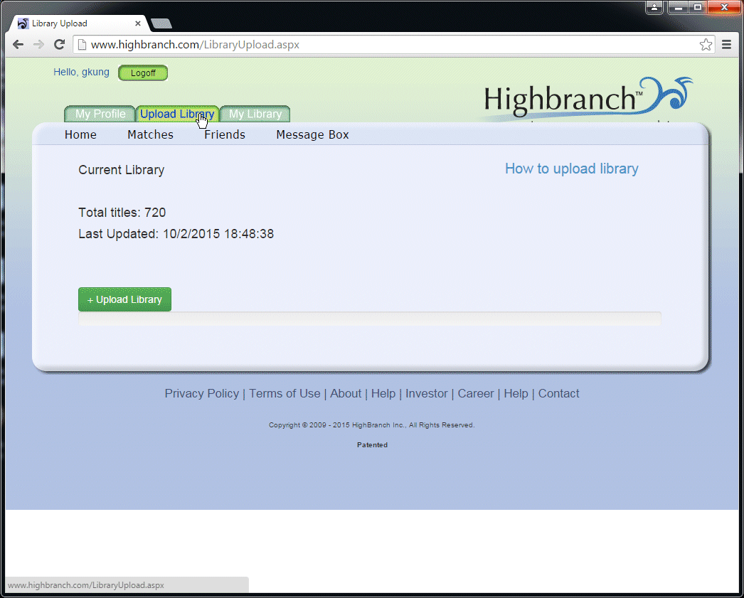 Highbranch upload library help